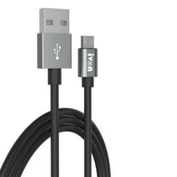 IVON CA73 2.4A Micro USB Fast Charging Data Cable 2m Black - 1