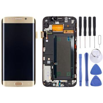 LCD Display + Touch Panel w/ Frame for Galaxy S6 Edge+ G928F Gold - 1