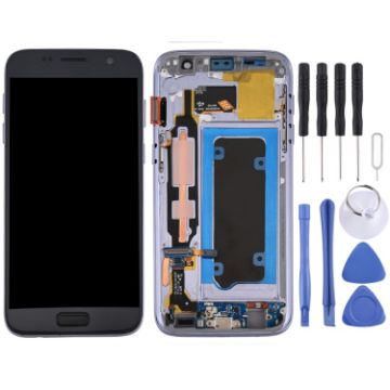 OLED LCD Screen for Galaxy S7/G930V Digitizer Full Assembly with Frame - Grey - 1