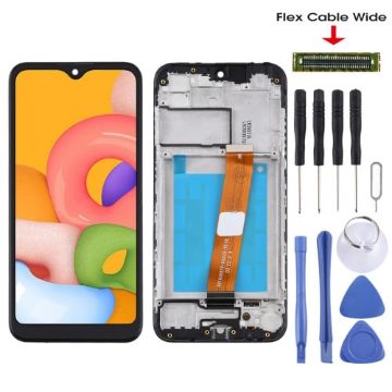 Samsung Galaxy A01 LCD Screen Digitizer Assembly with Frame - Black - 1