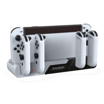 Picture of DOBE TNS-0122 4 In 1 Gamepad Charging Dock For Switch OLED (White Black)