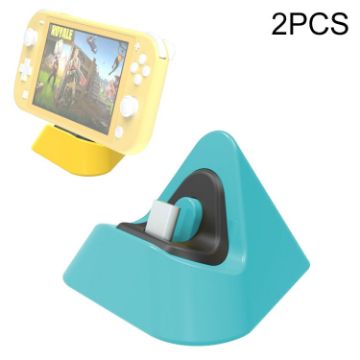 Picture of 2 PCS DOBE TNS-19062 Host Charging Bottom Portable Triangle Game Console Charger For Switch/Lite (Dynamic Blue)