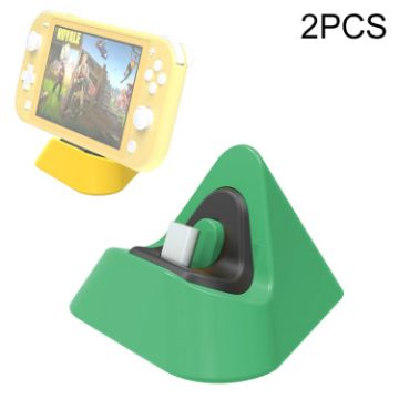 Picture of 2 PCS DOBE TNS-19062 Host Charging Bottom Portable Triangle Game Console Charger For Switch/Lite (Dynamic Green)