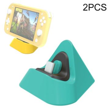 Picture of 2 PCS DOBE TNS-19062 Host Charging Bottom Portable Triangle Game Console Charger For Switch/Lite (Blue Green)