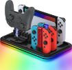 Picture of For Nintendo Switch/OLED Charging Dock Station Controller Charger with RGB Light (Black)