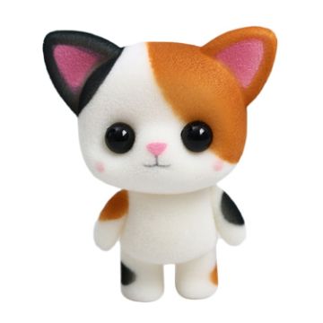 Picture of Little Cute PVC Flocking Animal Calico Cat Dolls Creative Gift Kids Toy, Size: 5.5*3.5*6.5cm (White)