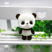 Picture of Little Cute PVC Flocking Animal Panda Dolls Birthday Gift Kids Toy, Size: 4.5*3.5*6cm (Black White)