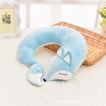 Picture of Lovely Fox Animal Cotton Plush U Shape Neck Pillow for Travel Car Plane Travel (light blue)