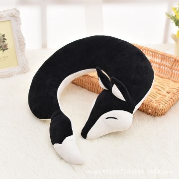 Picture of Lovely Fox Animal Cotton Plush U Shape Neck Pillow for Travel Car Plane Travel (black)