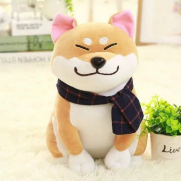 Picture of Couple Scarf Shiba Inu Dog Plush Toy, Color: Brown, Size:45cm