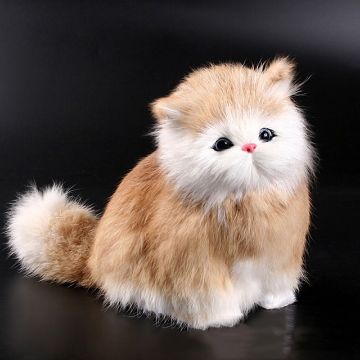 Picture of Simulation Animal Model Simulation Plush Cat Toy Will Be Called Cat (Brown Yellow)