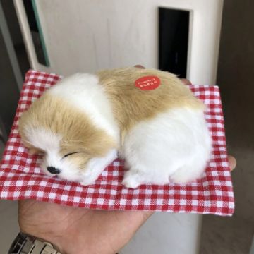 Picture of Simulation Will Call the Sleeping Dog Ornaments Toy Creative Doll Children Gift (Earth White)