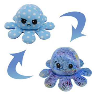 Picture of Flipped Octopus Doll Double-Sided Flipping Doll Plush Toy (Sequin Blue + Polka Dot Blue)