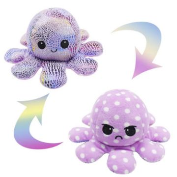 Picture of Flipped Octopus Doll Double-Sided Flipping Doll Plush Toy (Sequin Purple+Polka Dot Purple)
