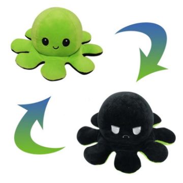 Picture of Flipped Octopus Doll Double-Sided Flipping Doll Plush Toy (Green + Black)