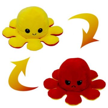 Picture of Flipped Octopus Doll Double-Sided Flipping Doll Plush Toy (Yellow + Rose Red)