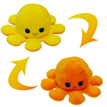 Picture of Flipped Octopus Doll Double-Sided Flipping Doll Plush Toy (Yellow+Orange)