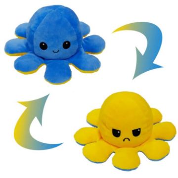 Picture of Flipped Octopus Doll Double-Sided Flipping Doll Plush Toy (Yellow+Blue)