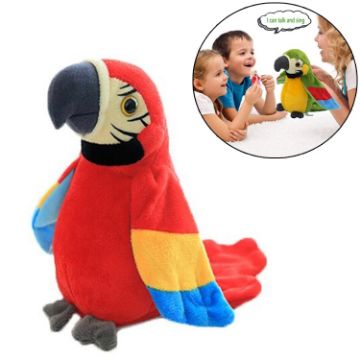Picture of Plush Toy Parrots Recording Talking Parrots Will Twist the Fan Wings Children Toys, Size:Height 18cm (Red)