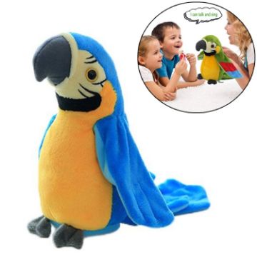 Picture of Plush Toy Parrots Recording Talking Parrots Will Twist the Fan Wings Children Toys, Size:Height 18cm (Blue)