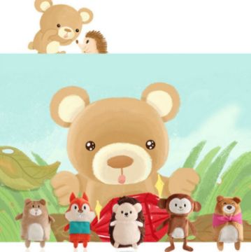 Picture of Animal Finger Dolls Plush Toys For Preschool Education, Height: 7.5cm (5 PCS/Set Little Grizzlies+Story Card)
