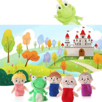 Picture of Animal Finger Dolls Plush Toys For Preschool Education, Height: 7.5cm (5 PCS/Set Frog Prince+4 Story Card))