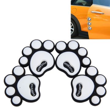 Picture of 4 PCS Dog Footprint Shape Cartoon Style PVC Car Auto Protection Anti-scratch Door Guard Decorative Sticker (White)