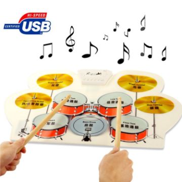 Picture of Digital Silicone USB MIDI Roll Up Flexible Musical Drum Kit for Kids, Model: W758, Size: 57cm x 31cm