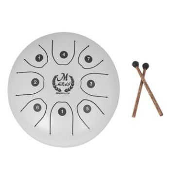 MEIBEITE 5.5-Inch C-Tune Steel Tongue Drum (White) - 1
