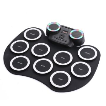 Picture of Portable Hand Roll Electronic Drum Flashing Light Bluetooth Drum (Black White)