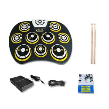 Picture of Silicone Folding Portable Hand-Rolled Drum DTX Game Strike Board (G800 Yellow)