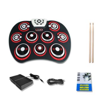 Picture of Silicone Folding Portable Hand-Rolled Drum DTX Game Strike Board (G800 Red)
