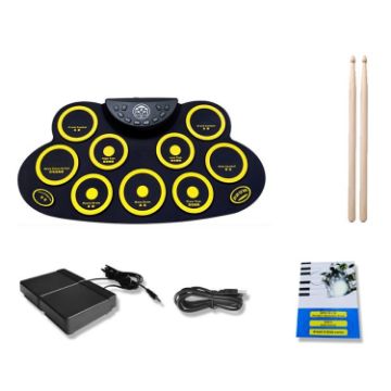 Picture of Children Hand Roll Electronic Drum DTX Game Portable Drum (G621 Yellow)