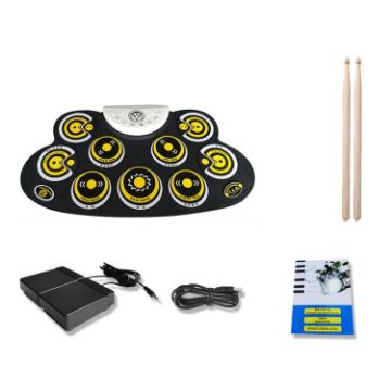 Picture of Children Hand Roll Electronic Drum DTX Game Portable Drum (G600 Yellow)