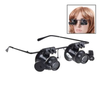 Picture of 20X Glasses Type Watch Repair Loupe Magnifier with LED Light (Black)