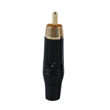 Copper Soldered RCA Male AV Plug w/ Lotus Connector (Black) - 1