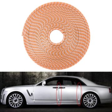 Picture of 8m Universal DIY Carbon Fiber Rubber Auto Car Door Edge Seal Scratch Protector Decorative Strip (Orange)
