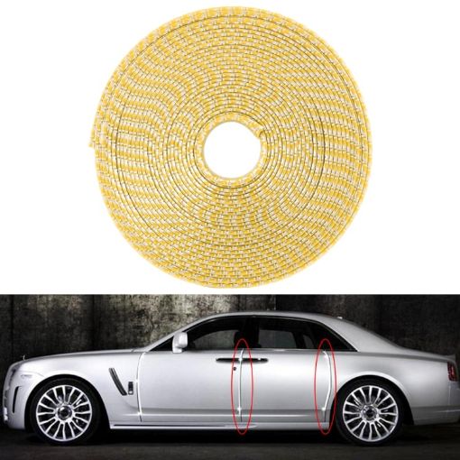 Picture of 8m Universal DIY Carbon Fiber Rubber Auto Car Door Edge Seal Scratch Protector Decorative Strip (Yellow)