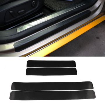 Picture of 5 Sets Car Threshold Carbon Fiber Sticker Car Door Scratch Strip Anti-Kick Film Protective Pad Threshold Strip, Colour: 4 PCS/Set 4D Black