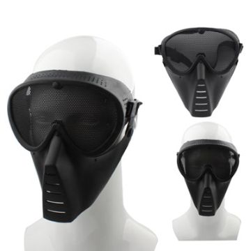 Picture of Plastic Full Face Guard Mask with Mesh Goggles for Outdoor Survival Airsoft Paintball Games (Black)