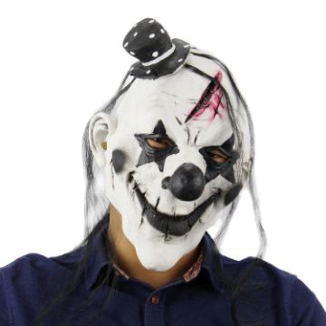 Picture of Halloween Festival Party Latex Devil Clown Frightened Mask Headgear, with Hair