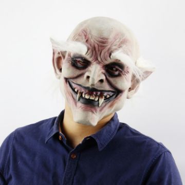 Picture of Halloween Festival Party Latex White-browed Monster Frightened Mask Headgear, with Hair
