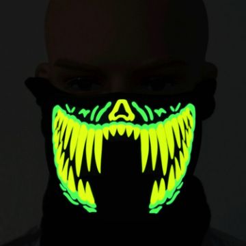 Halloween Mask Voice Control LED Cold Light Terror Cosplay Mask - 1