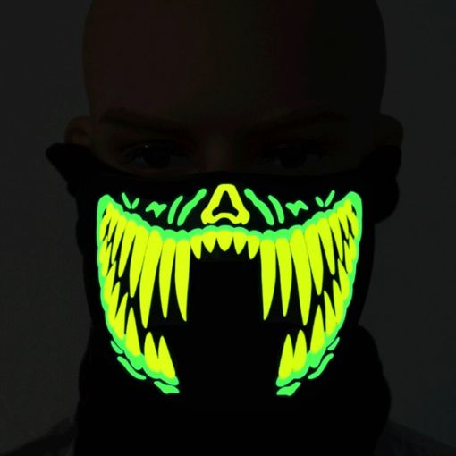 Halloween Mask Voice Control LED Cold Light Terror Cosplay Mask - 1