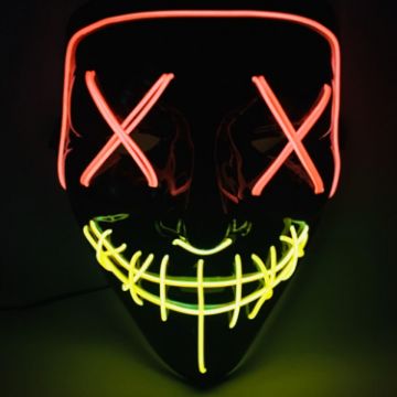 Picture of Halloween Festival Party X Face Seam Mouth Two Color LED Luminescence Mask (Orange Yellow)