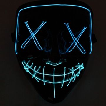 Picture of Halloween Festival Party X Face Seam Mouth Two Color LED Luminescence Mask (Blue+Ice Blue)