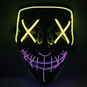 Picture of Halloween Festival Party X Face Seam Mouth Two Color LED Luminescence Mask (Yellow Purple)