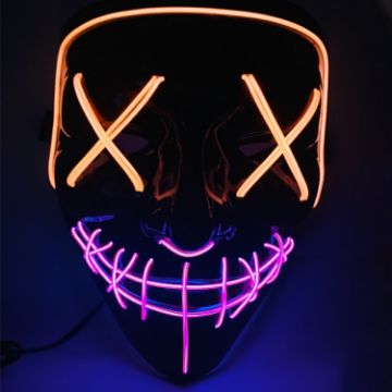 Picture of Halloween Festival Party X Face Seam Mouth Two Color LED Luminescence Mask (Orange Purple)