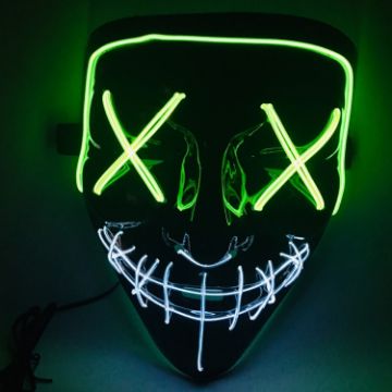 Picture of Halloween Festival Party X Face Seam Mouth Two Color LED Luminescence Mask (Green White)