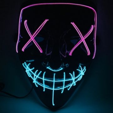Picture of Halloween Festival Party X Face Seam Mouth Two Color LED Luminescence Mask (Purple Blue)